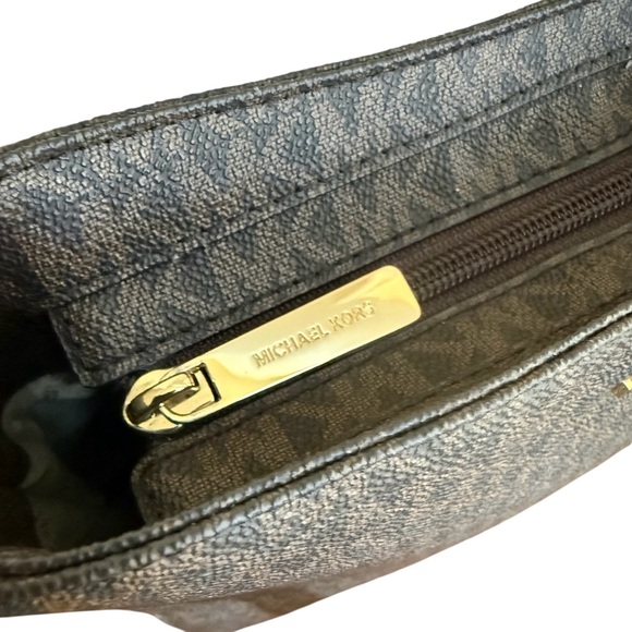 Michael Kors Brown MK Logo Crossbody Bag with Tan Leather Strap - Picture 10 of 14